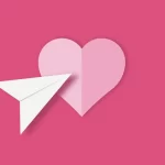 Simple illustration of a heart and a location icon on a pink background